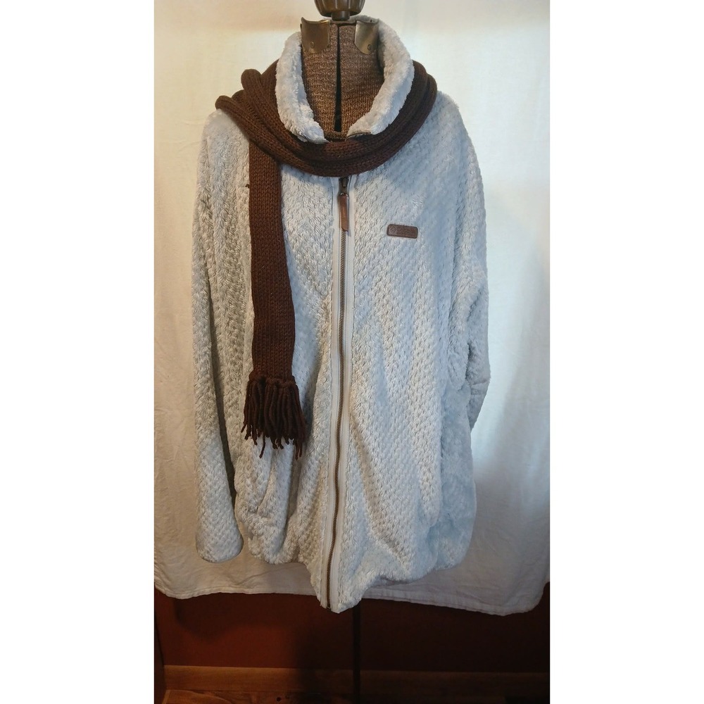 Columbia Fire Side II Sherpa Full Zip Fleece Jacket Light Blue Plus 3X AW1086